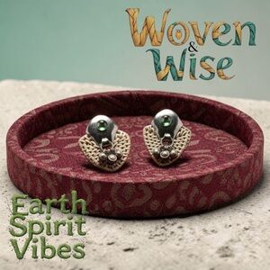 Vintage Bohemian Woven Statement Earrings — Green Accent